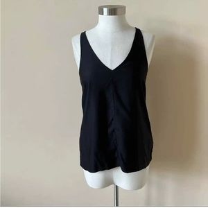 James Perse Sanded Satin Modal Tank Black V-Neck